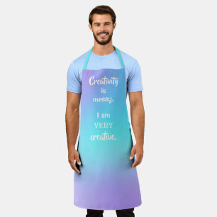 La créativité est désordonnée. Tablier turquoise e