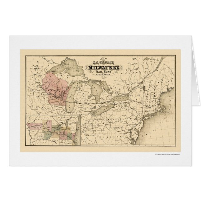 La Crosse et carte 1855 de chemin de fer de (Devant horizontal)