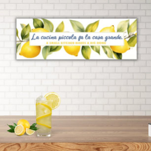 La Cucina Piccola Lemon Kitchen Italian Proverb Poster