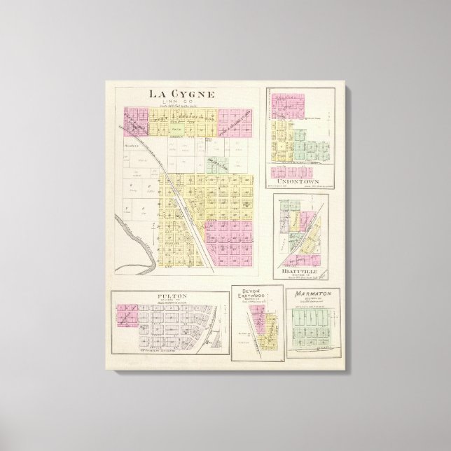 La Cygne, Uniontown, Hiattville, Fulton, Kansas Canvas Print (Front)
