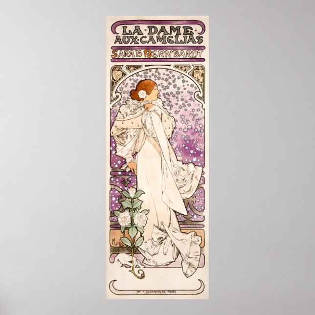 La dame, aux camelias Alphonse Mucha Poster (Front)
