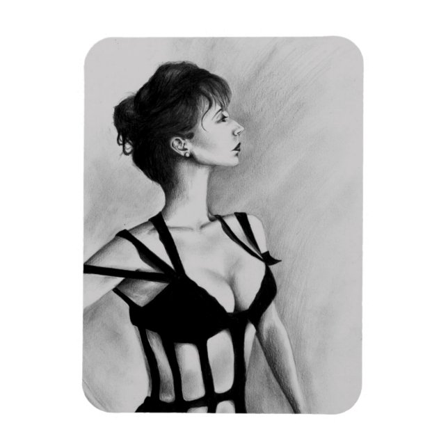 La Dame d'origine Art Portrait Magnet de dessin (Vertical)