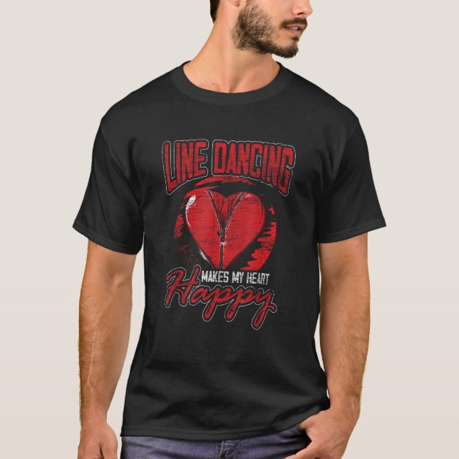 La Danse En Ligne Rend Mon Coeur Heureux T-shirt (Devant)