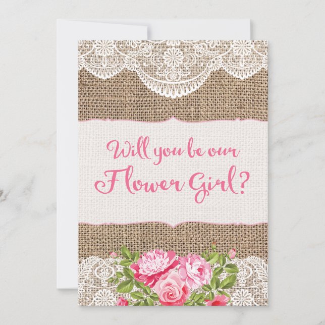 La dentelle Rustique Burlap, tu seras ma carte de  (Devant)