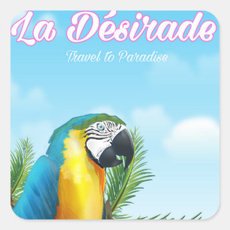 La Désirade Parrot travel poster Square Sticker