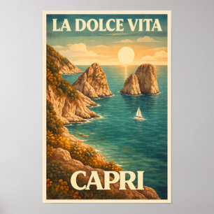 La Dolce Vita - Affiche de voyage vintage de Capri