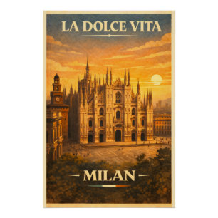 La Dolce Vita - Affiche de voyage vintage de Milan