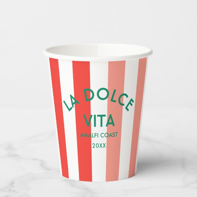 La Dolce Vita Amalfi Coast Cabana Stripe Paper Cups (Left)