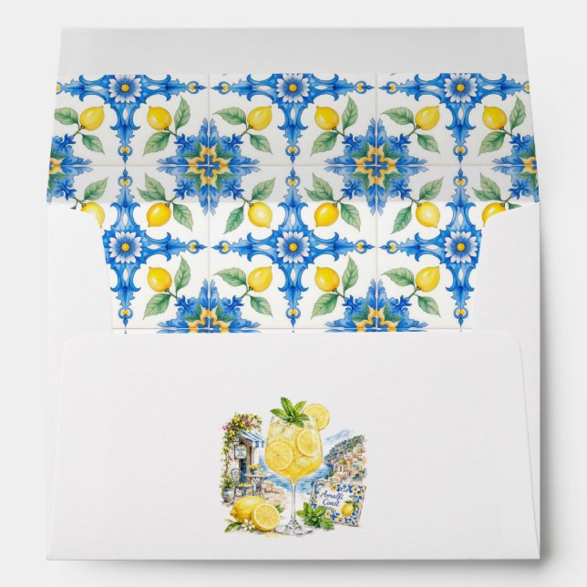 La Dolce Vita Amalfi Coast Lemon Tile Wedding Envelope (Back (Bottom))