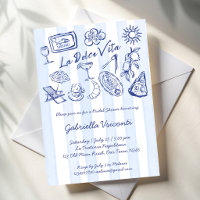La dolce vita blue stripes Italian bridal shower