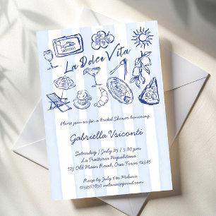 La dolce vita blue stripes Italian bridal shower Invitation