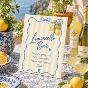 La Dolce Vita Bridal Shower Limoncello Bar Pedestal Sign