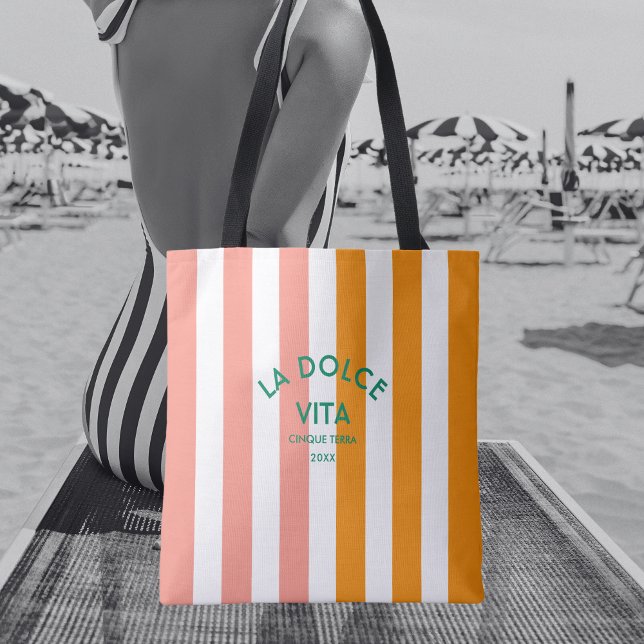 La Dolce Vita Cinque Terra Cabana Stripe Tote Bag (Creator Uploaded)