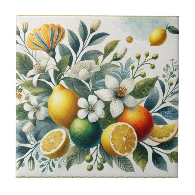 La Dolce Vita Citrus Mediterranean Decor Tile (Front)