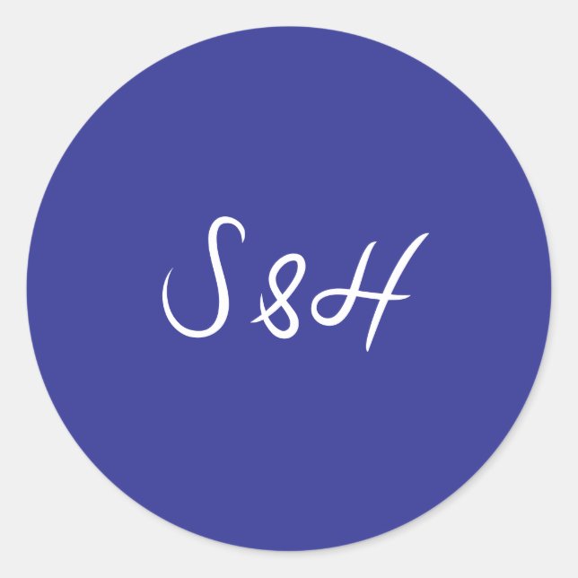La Dolce Vita Cobalt Blue Boho Retro Wedding Classic Round Sticker (Front)