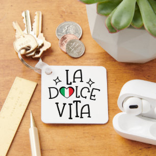 La Dolce Vita Cute Italian Flag Heart Keychain
