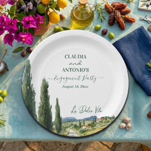 La Dolce Vita Elegant Engagement Party Paper Plate