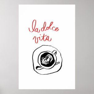 La Dolce Vita Espresso Cup Print Minimalist Italia