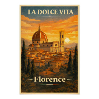 La Dolce Vita - Florance Vintage Travel Poster