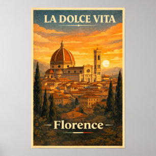 La Dolce Vita Florence Vintage Travel Poster
