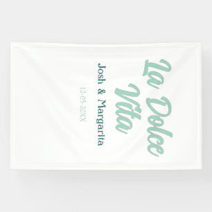 La Dolce Vita green blue pastel name date wedding  Banner
