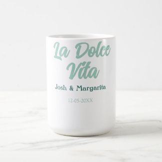 La Dolce Vita green blue pastel name date wedding  Coffee Mug