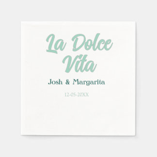 La Dolce Vita green blue pastel name date wedding  Napkin