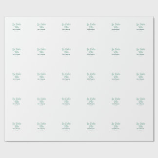La Dolce Vita green blue pastel name date wedding  Wrapping Paper