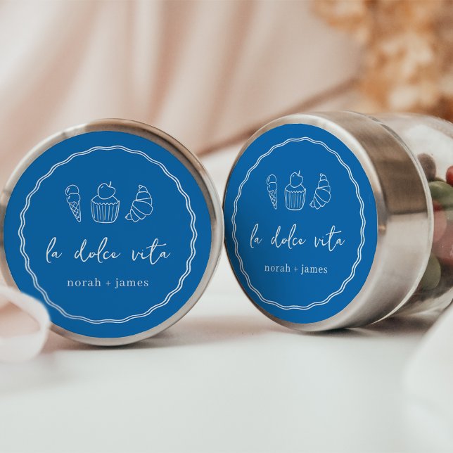 "La Dolce Vita" Handwritten Bridal Shower Classic Round Sticker (Creator Uploaded)