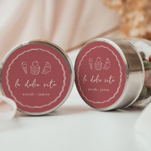 "La Dolce Vita" Handwritten Bridal Shower Classic Round Sticker