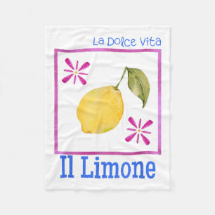 La Dolce Vita Il Limone Tee Italian Lemon Retro Su Fleece Blanket