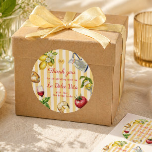 La Dolce Vita Italian Bridal Shower Thank you Classic Round Sticker