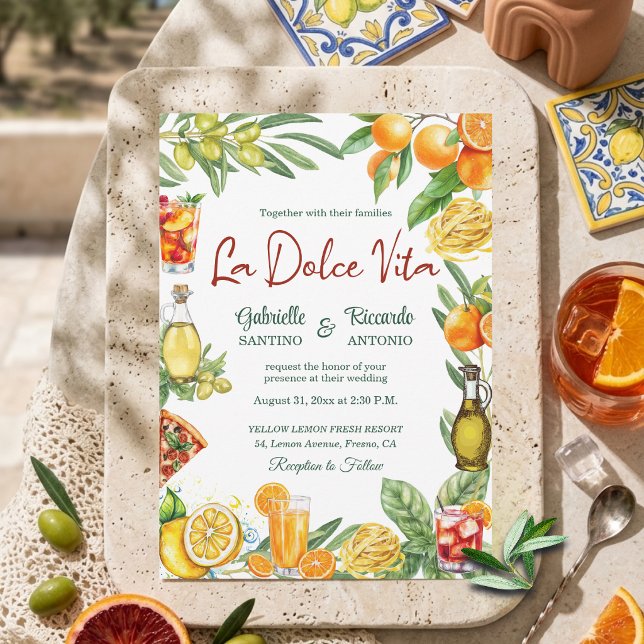 La Dolce Vita Italian Citrus Cocktail Wedding  Invitation (Creator Uploaded)