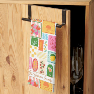 La Dolce Vita Italian French Pattern Colorful Kitchen Towel