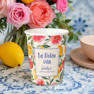 La Dolce Vita Italian Lemon Bridal Shower Paper Cups