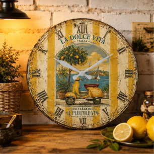 La Dolce Vita Italian Lemon Coast Decor Large Clock