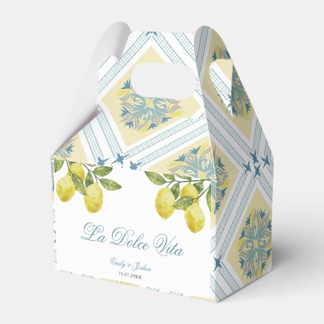 La Dolce Vita Italian Lemon Wedding Favor Box (Front Side)