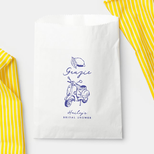 La Dolce Vita Italian Lemon Yellow Bridal Shower Favour Bag (Creator Uploaded)