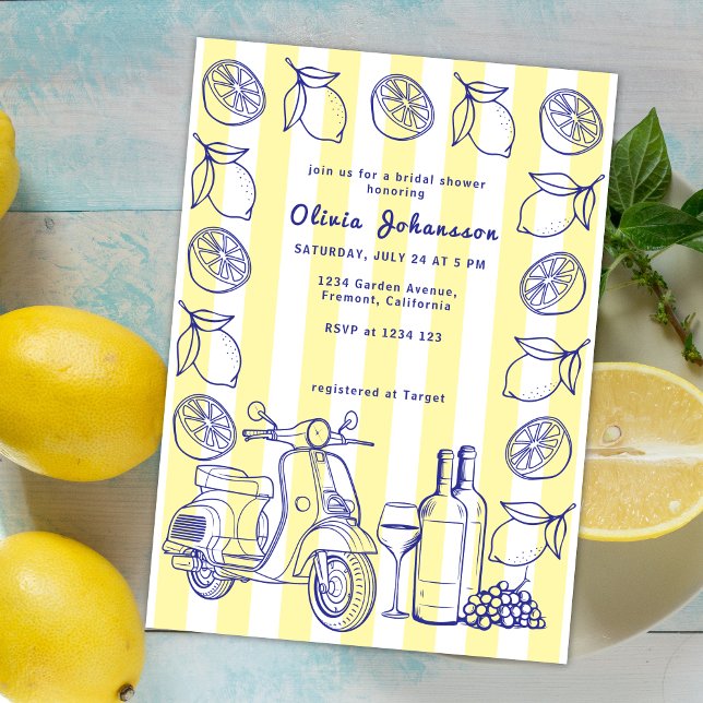 La Dolce Vita Italian Lemon Yellow Bridal Shower Invitation (Creator Uploaded)