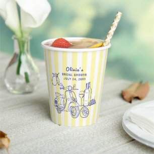 La Dolce Vita Italian Lemon Yellow Bridal Shower Paper Cups