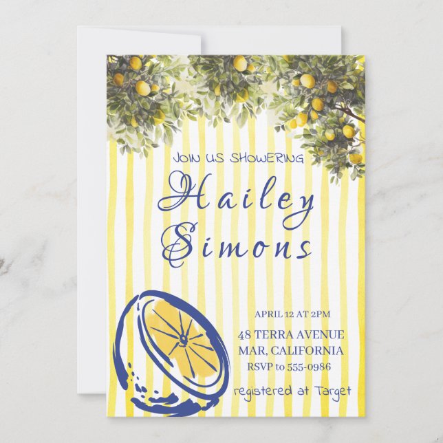 La Dolce Vita Italian Lemon Yellow  Invitation (Front)