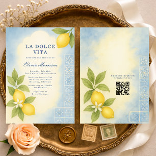 La Dolce Vita Italian QR Code Bridal Shower Invitation
