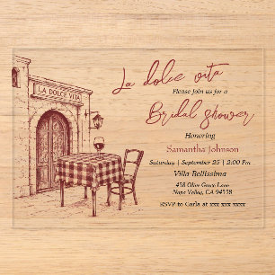 La dolce vita Italian sketch bridal shower Acrylic Invitations