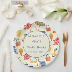 La dolce Vita Italian summer beach bridal shower  Paper Plate