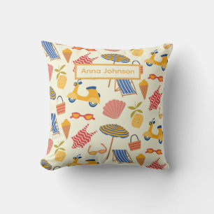 La dolce Vita Italian summer beach Pattern custom Throw Pillow