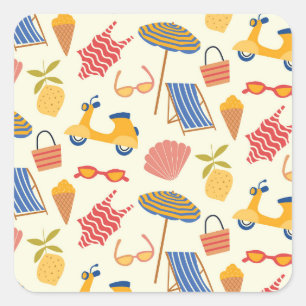 La dolce Vita Italian summer beach Pattern Square Sticker