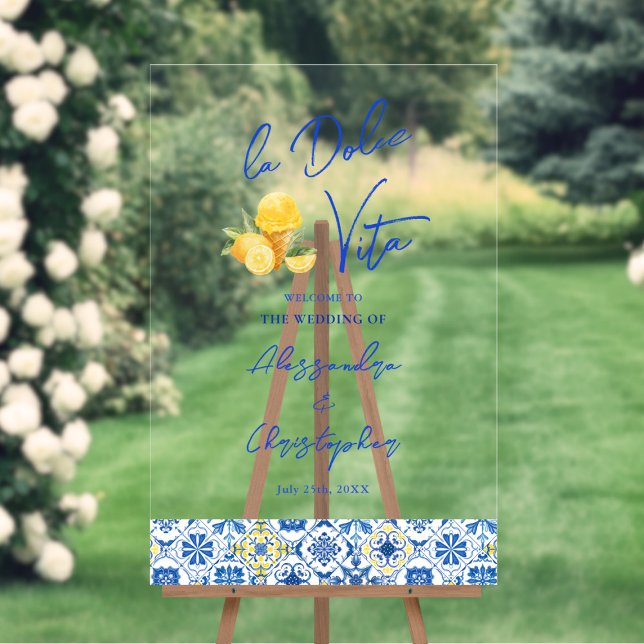La Dolce Vita Italian Summer Destination Wedding Acrylic Sign (Creator Uploaded)