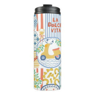 La Dolce Vita Italian Summer Lemons Mediterranean  Thermal Tumbler