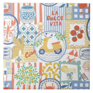 La Dolce Vita Italian Summer Lemons Mediterranean  Tile