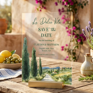 La Dolce Vita Italian View Elegant Save the Date Acrylic Invitations